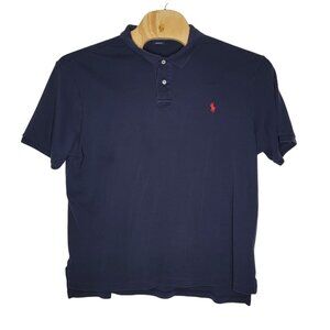 Polo Ralph‎ Lauren 2XL Navy Blue Short Sleeve Polo Shirt Custom Fit Men's
